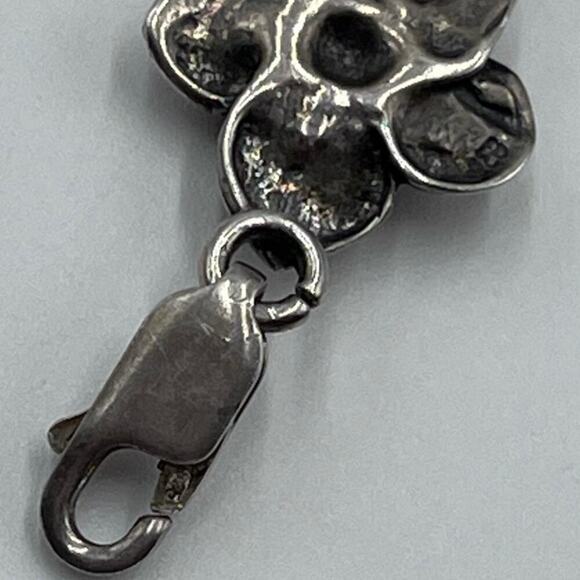 Sterling Silver Marked 925 Rose Flower Linked Feminine Oxidized bracelet 22 Gr - Picture 9 of 14